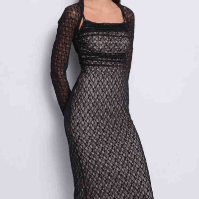 DENNY ROSE vestito longuette donna in pizzo legato dietro