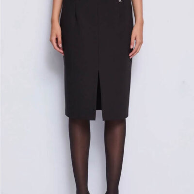Gonna longuette nera DENNY ROSE inserti tulle con gancetti