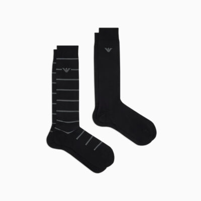 Pack 2 calze EMPORIO ARMANI lunghe da uomo in fantasia rigata