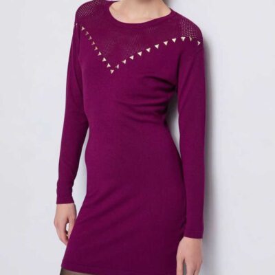 MINI ABITO FUCSIA DENNY ROSE IN MAGLIA MANICA LUNGA