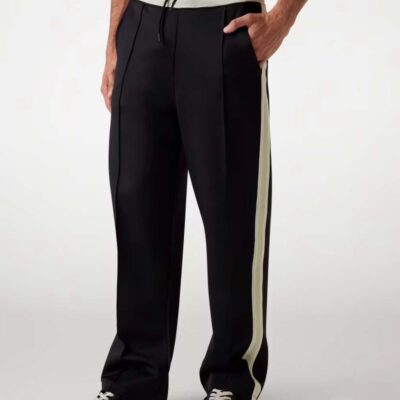 GUESS pantalone nero sportivo con bande laterali a contrasto