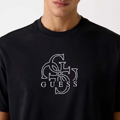 GUESS t-shirt uomo nera con logo 4G