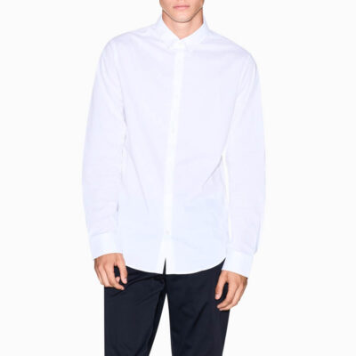 ARMANI EXCHANGE camicia da uomo bianca in cotone stretch