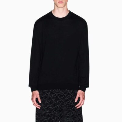 Maglia misto lana nera ARMANI EXCHANGE uomo a girocollo