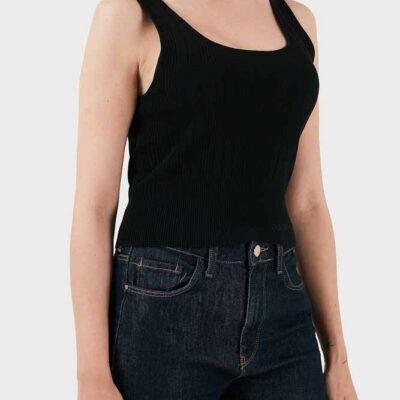 ARMANI EXCHANGE canotta donna cropped nera misto viscosa