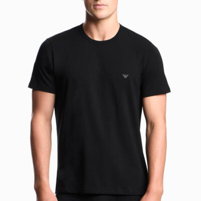 Maglietta nera mezza manica EMPORIO ARMANI uomo girocollo elasticizzata