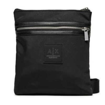 Borsa uomo a tracolla nera ARMANI EXCHANGE in tessuto con tasca con zip