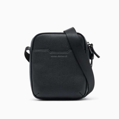EMPORIO ARMANI borsello nero uomo con tracolla e piccola scritta logo