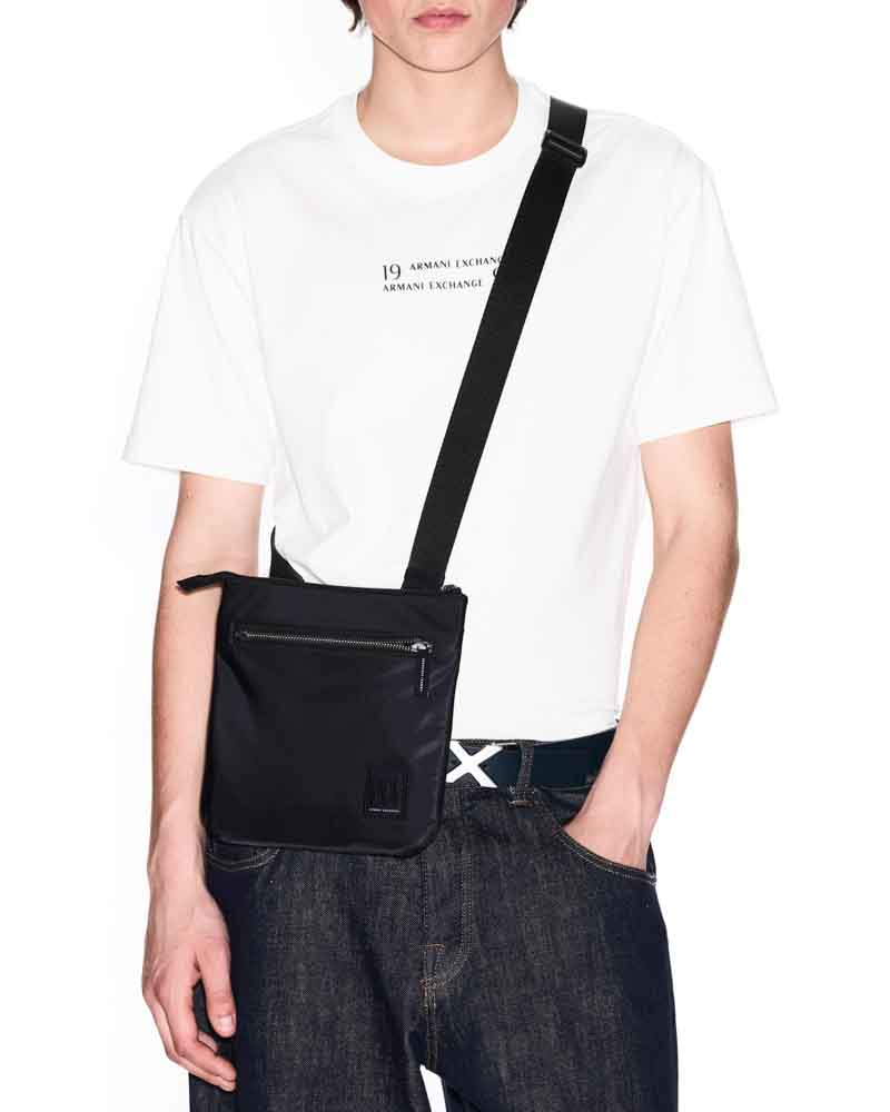 Borsa a tracolla uomo ARMANI EXCHANGE nera in tessuto-4