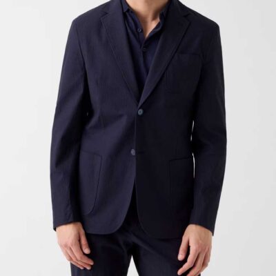 Giacca uomo GUESS goffrata blu in misto cotone