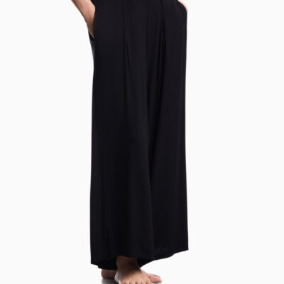 Pantalone nero donna EMPORIO ARMANI vestibilità loose in maglina-2