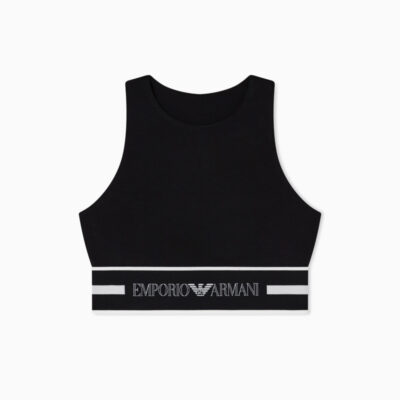 EMPORIO ARMANI TOP NERO DONNA CON ELASTICO LOGATO
