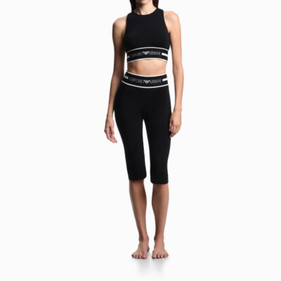 EMPORIO ARMANI TOP E PINOCCHIETTO NERO DONNA CON ELASTICO LOGATO