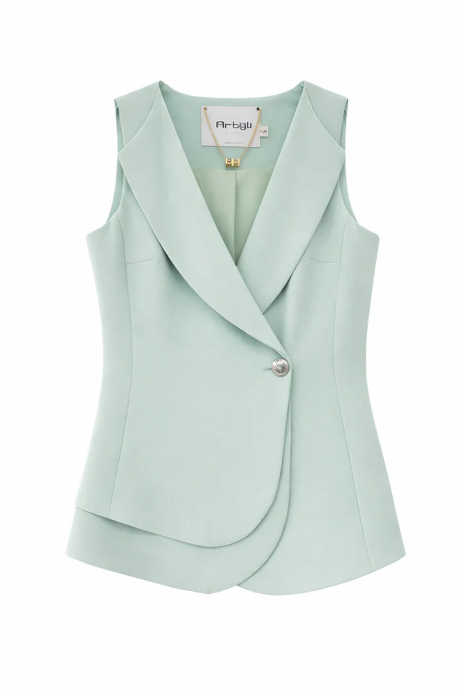 Gilet asimmetrico da donna ARTIGLI color menta-1
