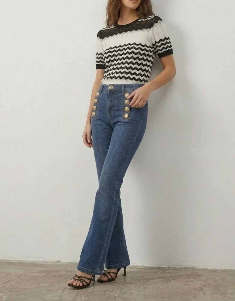 Maglia mezza manica ARTIGLI donna motivo chevron-3