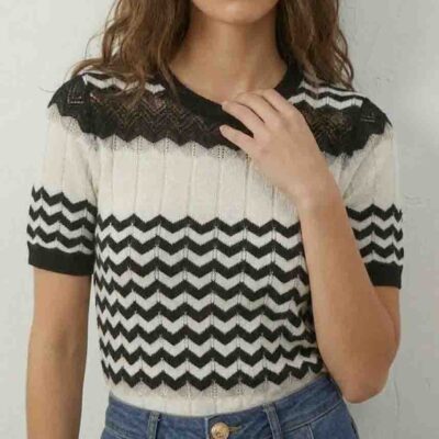 Maglia mezza manica ARTIGLI donna motivo chevron
