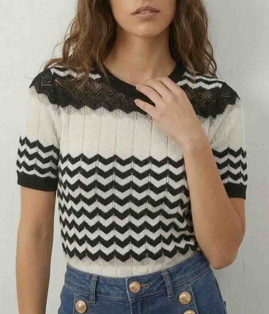 Maglia mezza manica ARTIGLI donna motivo chevron