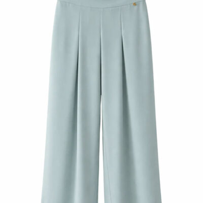 Pantalone largo donna ARTIGLI con piegoni color menta