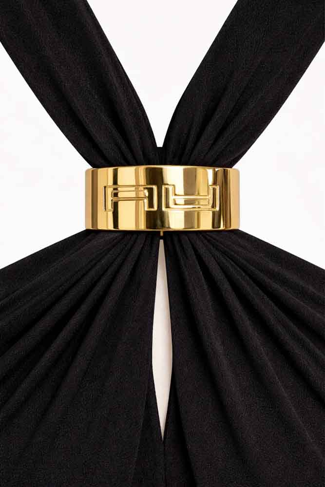 Top in maglina nera ARTIGLI donna con accessorio-2