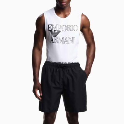 Boxer mare nero lungo EMPORIO ARMANI uomo con elastico logato