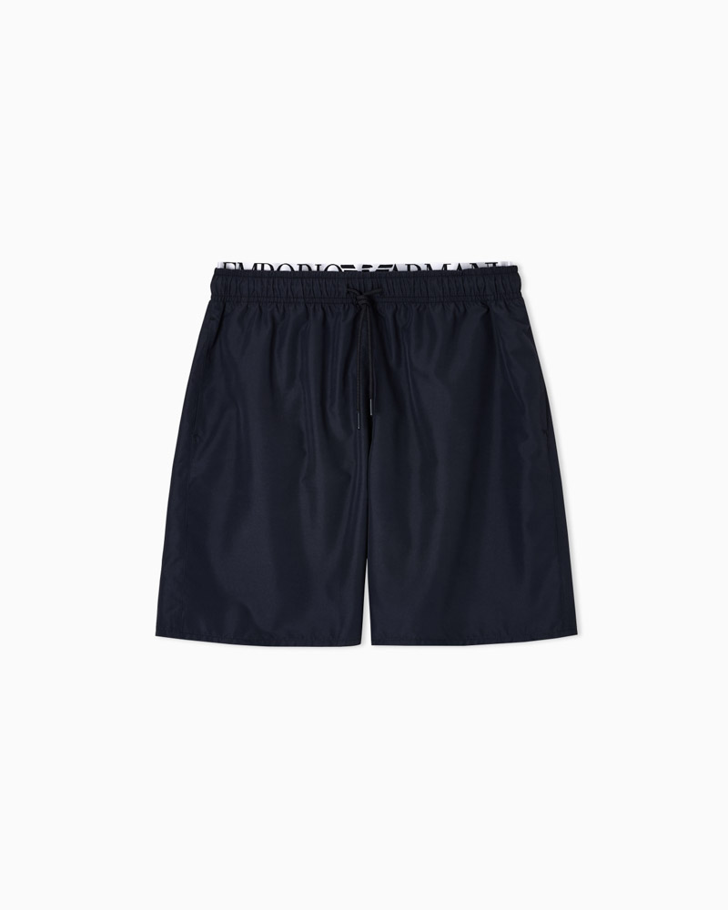 Boxer mare nero lungo EMPORIO ARMANI uomo con elastico logato-3