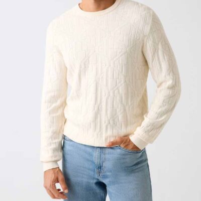 Maglia uomo GUESS panna con tessuto lavorato