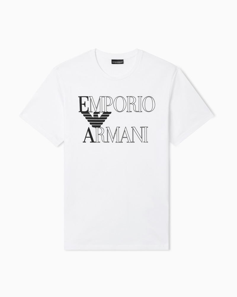 EMPORIO ARMANI maglietta uomo bianca con logo grande-1