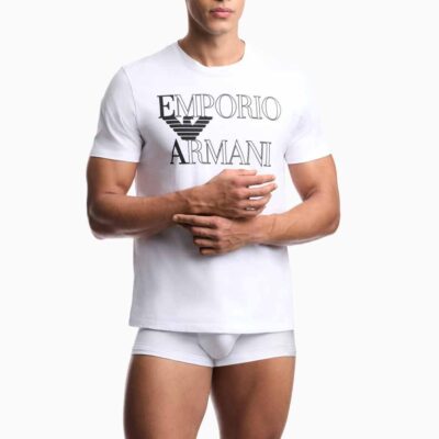 EMPORIO ARMANI maglietta uomo bianca con logo grande