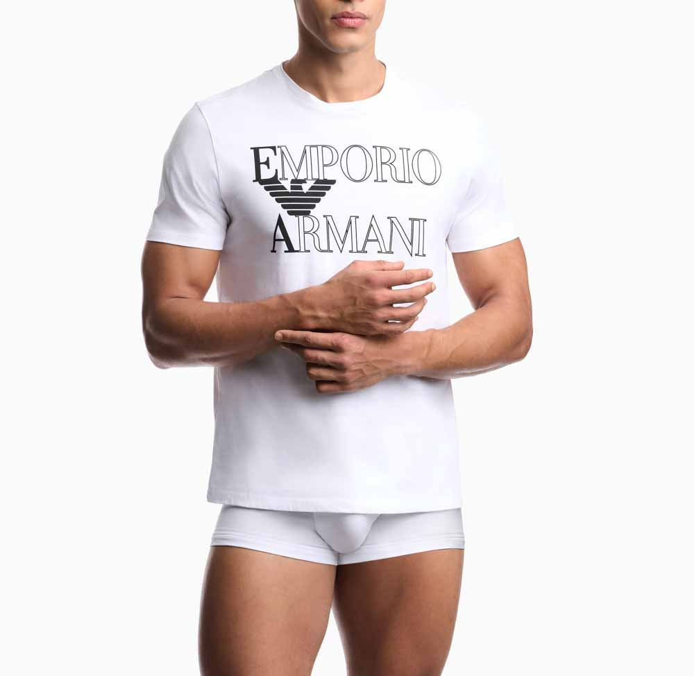 EMPORIO ARMANI maglietta uomo bianca con logo grande