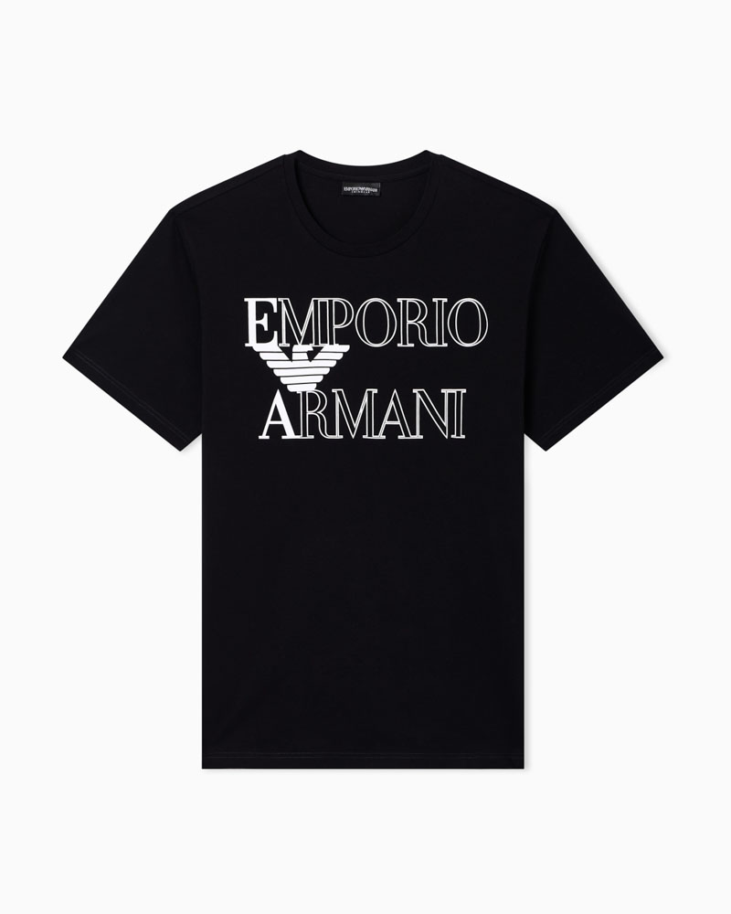 EMPORIO ARMANI maglietta uomo nera con logo grande-1