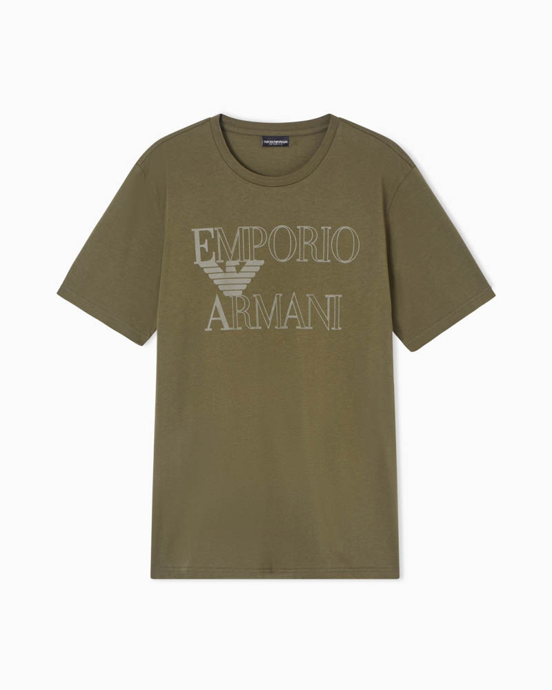 EMPORIO ARMANI maglietta uomo verdone con logo grande