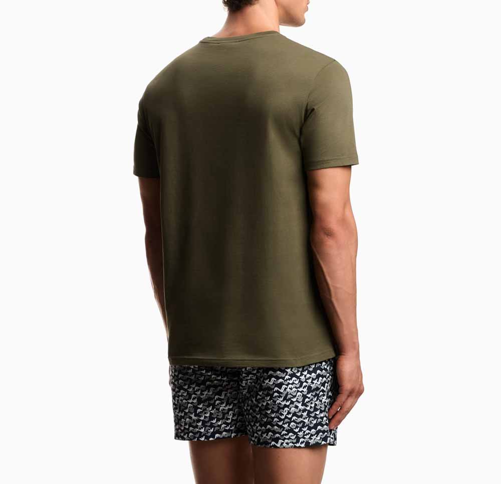EMPORIO ARMANI maglietta uomo verdone con logo grande-3
