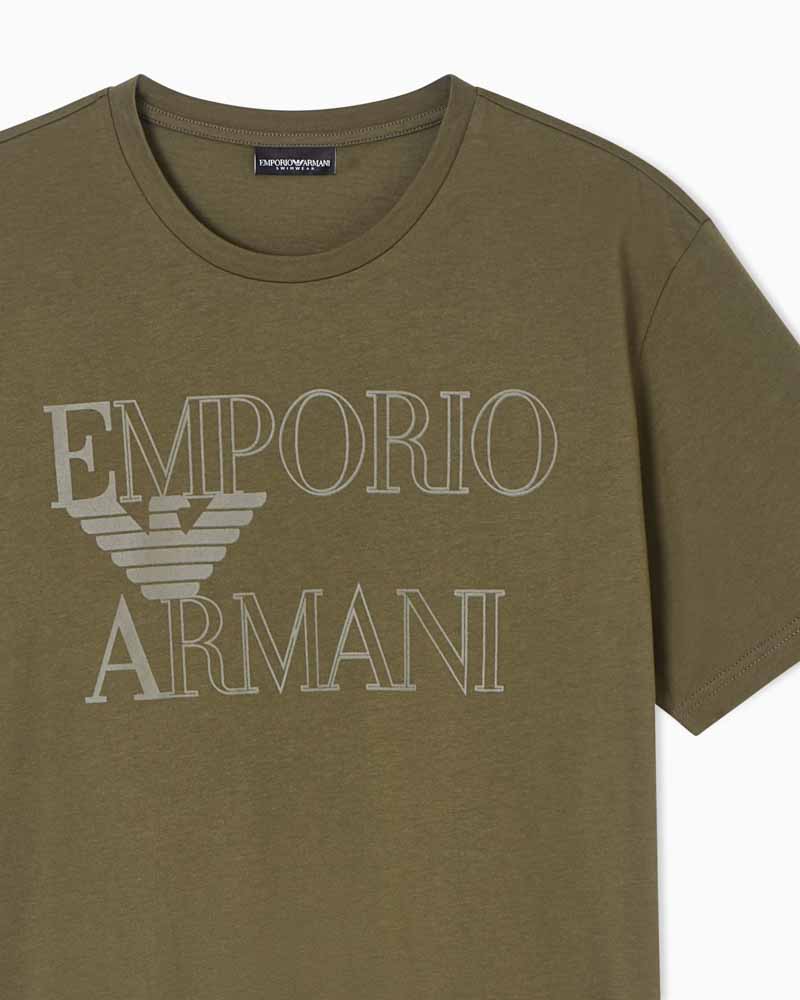 EMPORIO ARMANI maglietta uomo verdone con logo grande-2