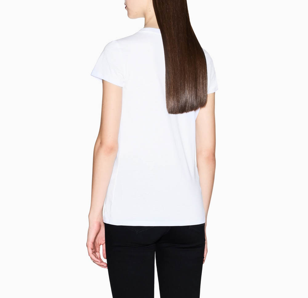 T-shirt bianca donna ARMANI EXCHANGE slim fit con strass-3