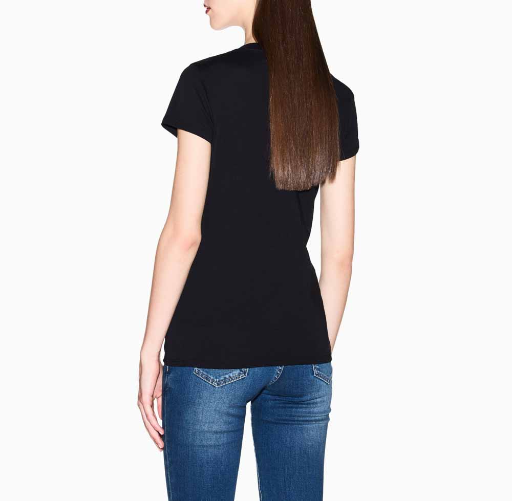 T-shirt nera donna ARMANI EXCHANGE slim fit con strass-4