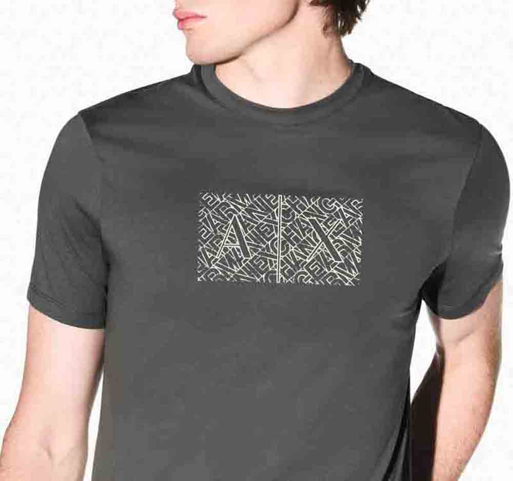 T-shirt verde ARMANI EXCHANGE uomo con logo frontale