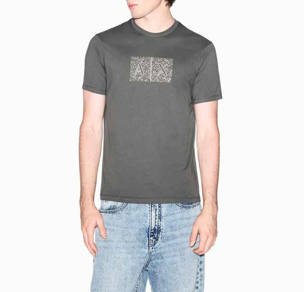 T-shirt verde ARMANI EXCHANGE uomo con logo frontale-3