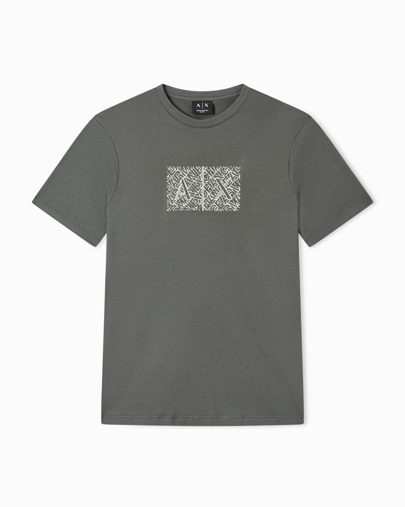 T-shirt verde ARMANI EXCHANGE uomo con logo frontale-4