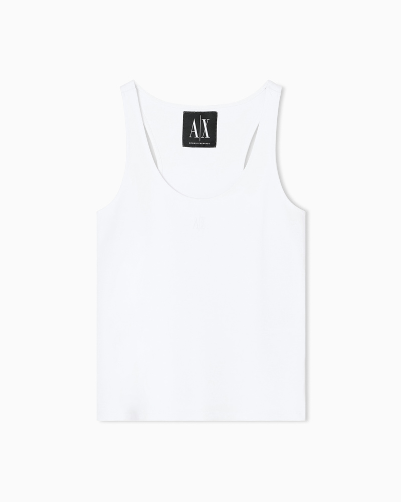 ARMANI EXCHANGE canotta bianca donna con scollo all'americana-1