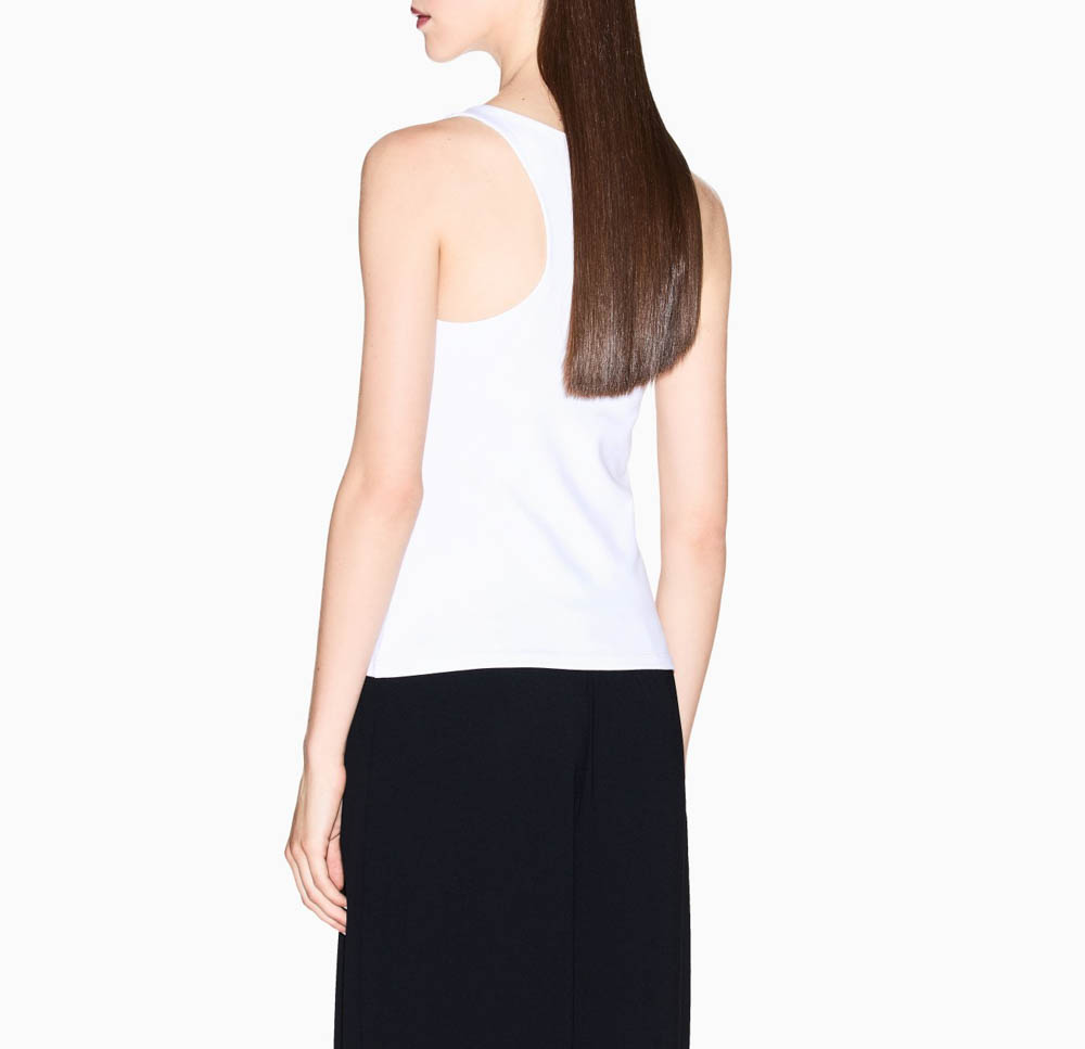ARMANI EXCHANGE canotta bianca donna con scollo all'americana