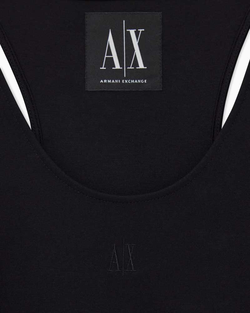 ARMANI EXCHANGE canotta nera donna con scollo all'americana-1