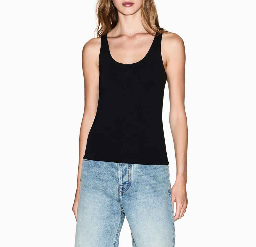 ARMANI EXCHANGE canotta nera donna con scollo all'americana-4