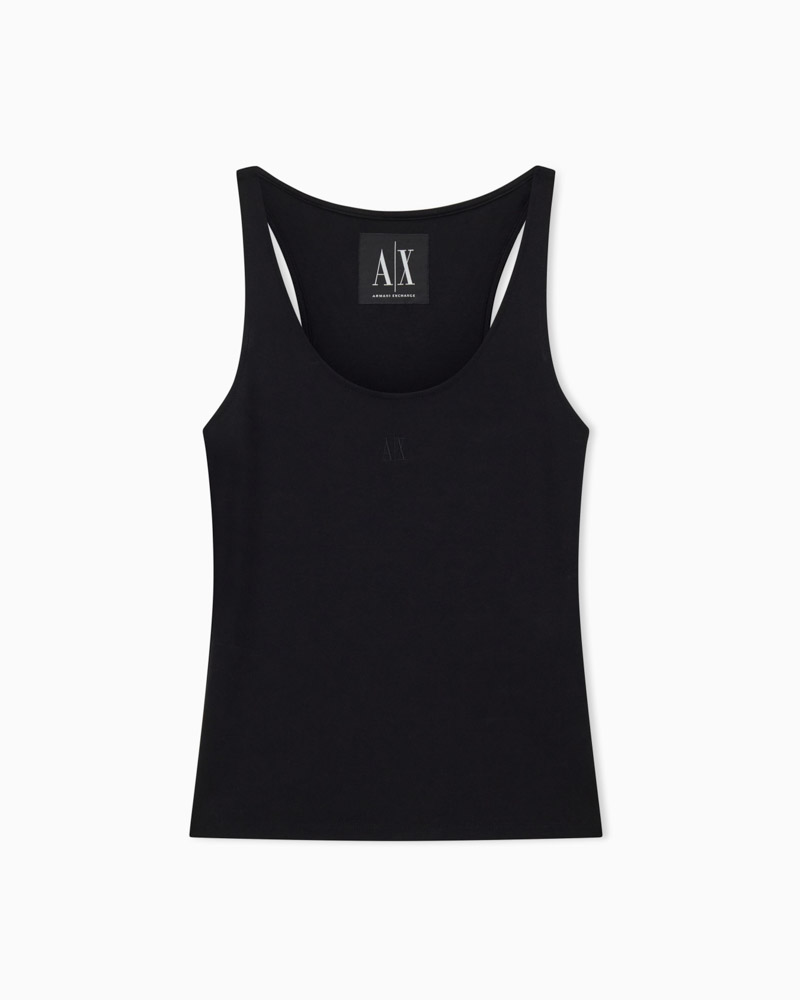 ARMANI EXCHANGE canotta nera donna con scollo all'americana-5