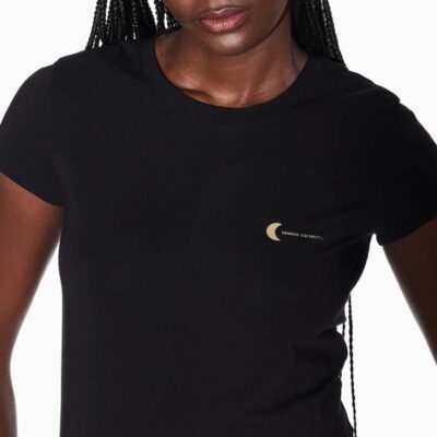 T-shirt elasticizzata nera ARMANI EXCHANGE slim fit con piccolo logo laterale