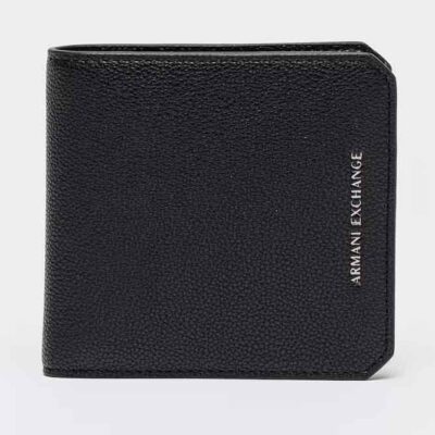 ARMANI EXCHANGE portafoglio nero uomo con angoli stondati e portatessere
