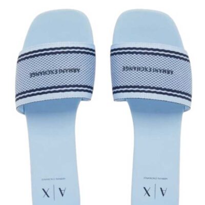 ARMANI EXCHANGE sandalo flat logato azzurro donna