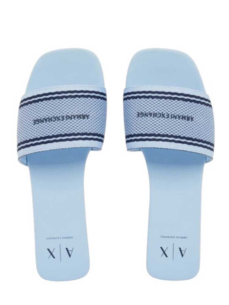 ARMANI EXCHANGE sandalo flat logato azzurro donna