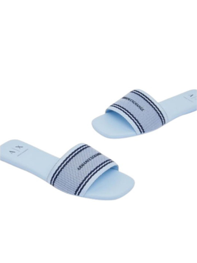 ARMANI EXCHANGE sandalo flat logato azzurro donna -2