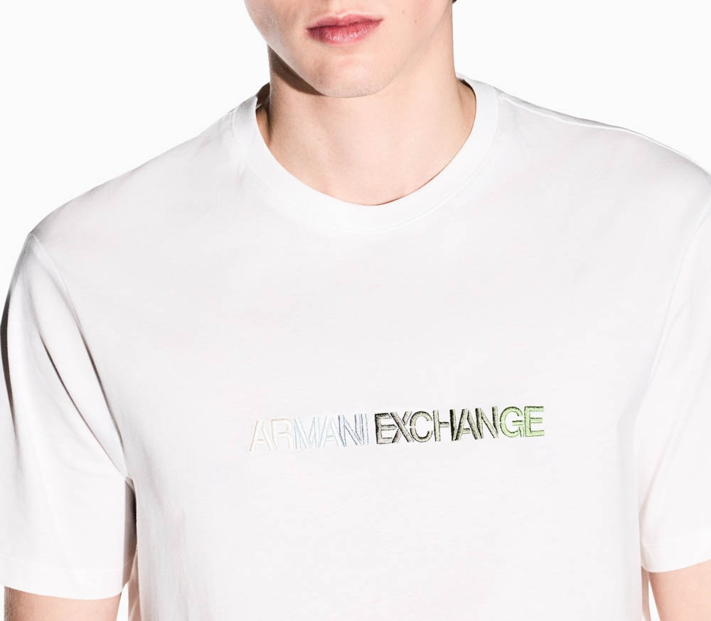 Maglietta bianca con scritta ARMANI EXCHANGE da uomo-3