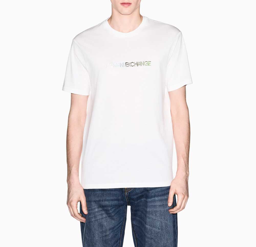 Maglietta bianca con scritta ARMANI EXCHANGE da uomo-1